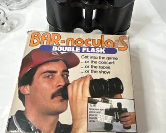 Vintage Bar-noculars Double Flask Binoculars and Glassware