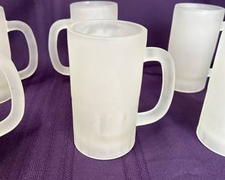 Set of 6 Frosted Glass Mugs with Handles
