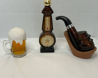 1967 Avon Leprechaun Face Pipe, Beer Mug and Foam, Thermometer Clock Tower