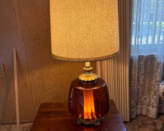 Mid-Century Modern Pumpkin Table Lamp with Textured Shade