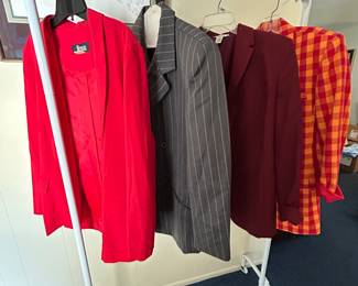 Assorted Women's Blazers - Red, Gray Pinstripe, Burgundy, Yellow and Red Checkered