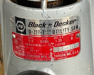 Vintage Black & Decker Saw with Blades and Tool Chest