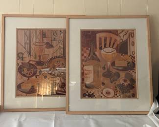 Framed Graphics Set Featuring Elegant Drink and Dessert Designs