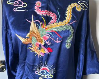 Navy Blue Robe with Dragon Design