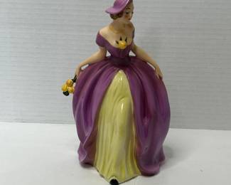 Vintage Goebel Porcelain Figurine of a Lady in Purple and Yellow Dress with Flowers