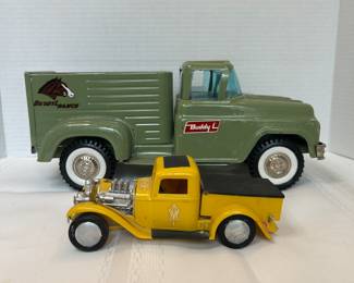 Vintage Pressed Steel Buddy L Ranch Pickup Truck and 1934 Ford Pickup Hot Rod