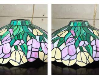 004 Pair of Tiffany Style Leaded Glass Shades
