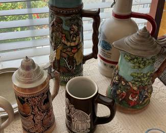 Stoneware traditional beer steins mugs