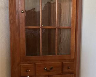Vintage corner Wooden China cabinet (35x80 1/2)
