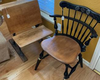 2 small vintage chairs, left chair (21 1/2 x30), right chair (19x24 1/2)