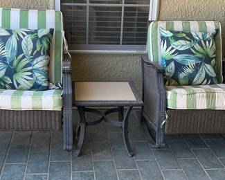 Patio chairs (27 1/2x34)& table 20x17)