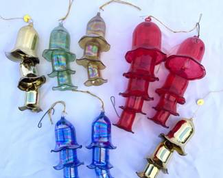 37 HandBlownDelicateGlassTieredBellOrnaments