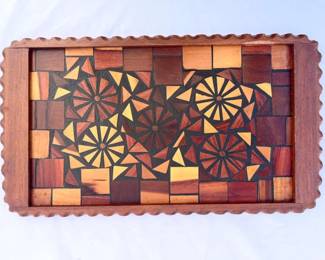 62 MidCenturyMosaicWoodTray