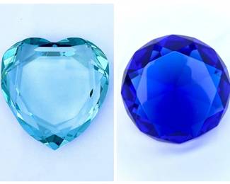 9 TacoriBlueGemandRosenthalTurquoiseHeartPaperweights