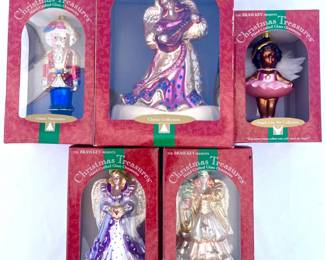 102 FiveLargeHandBlownGlassChristmasOrnamentsbyBrassKey
