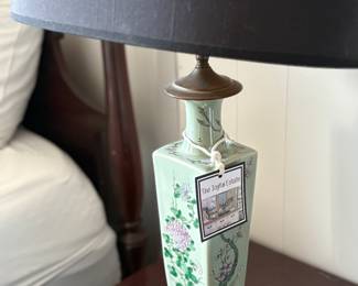 Pair of Asian lamps with 4 sided floral scenes