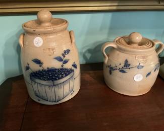 Salmon Falls Country House Pottery Covered Crocks