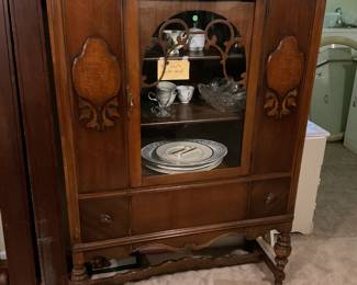 Glass Front Cabinet with Contents