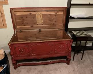 Cedar Blanket Chest in Red Paint