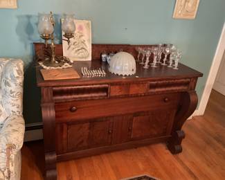 Paine Furniture Sideboard, French Glasses, Japanese Steak Knives, Scottish Watercolor