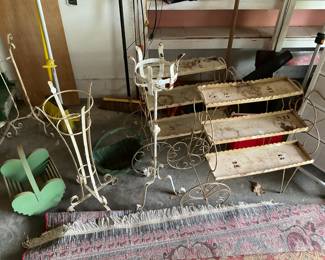 Metal Garden Plant Stands, Planter Stands and Oriental Rugs still to be Un-Rolled!