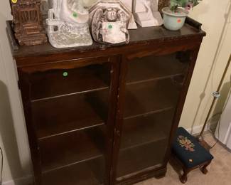Vintage Bookends, Glass Asian Tree, Glass Front Cabinet