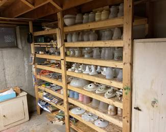 Over a Hundred Vintage and Mid Century Modern Glass Lamp Shades, Some Sets, Some Pairs, Some Singles