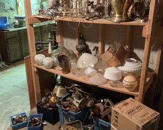 Table Lamps, Brass and Metal Scrap, Various Shades, Etc.