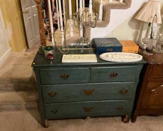 Painted Bureau and Vintage Trivial Pursuit Games