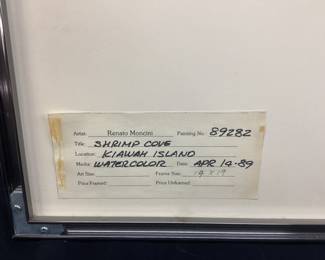  1989 SIGNED RENATO MONCINI ‘SHRIMP COVE