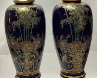 PAIR OF SOKO CHINA HAND PAINTED VASES, 8.5in H