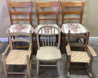 6 ASSORTED CHAIRS, 3 CHILDRENS 