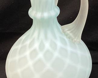1880-1910 BLUE SATIN DIAMOND QUILTED GLASS CRUET