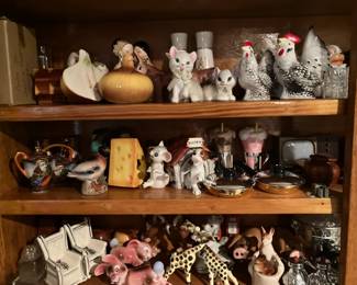 Many vintage salt and pepper shakers
