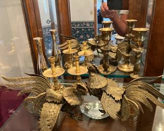 Brass candlesticks, brass cocks