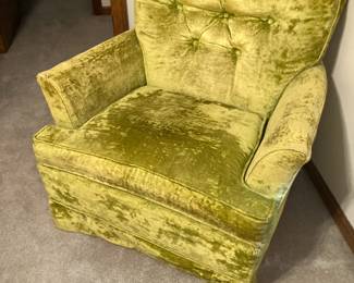 Vintage 60's chair w chartreuse velour upholstery