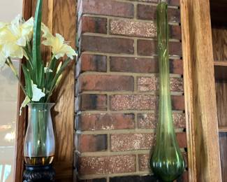Large green glass vase