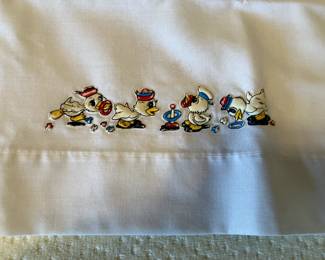 Vintage baby pillow case w Donald Duck decals