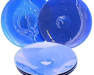 Set of 6 Cobalt Blue Glass Plates