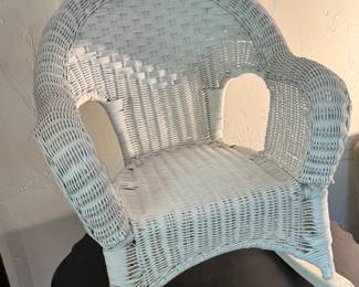 Child-Size Painted Wicker Rocking Chair