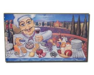 Painting of a French Chef at a Vineyard by Will Rafuse, Oil on Canvas