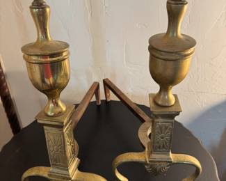 Brass Andirons with Urn Finials