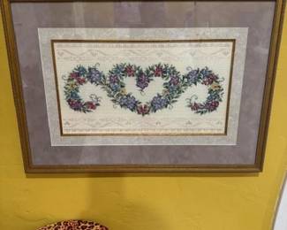 Framed Embroidery Art With Floral Design