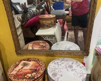 Large Rectangular Ornate Gold-Framed Mirror