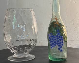 Painted and Molded Glass Decanter with Goblet