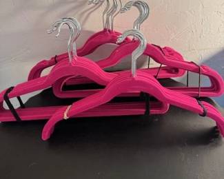 Pink Velvet Flocked Hangers with Chrome Hooks