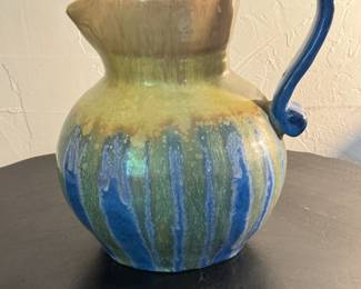 Glazed Pottery Pitcher with Multicolor Finish