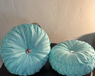 Round Decorative Pillows with Faux Crystal Buttons