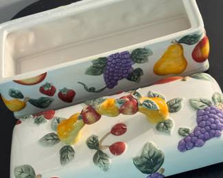 Painted Ceramic Rectangular Box with Lid