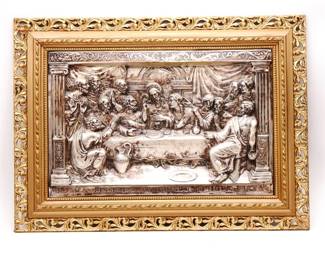 "The Last Supper" Relief Metal Framed Sculpture